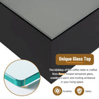 Table basse carrée avec lumières LED et plateau en verre