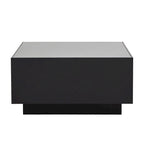 Table basse carrée avec lumières LED et plateau en verre