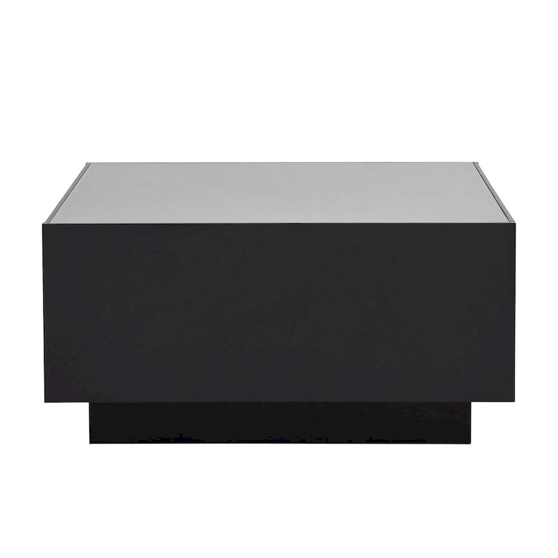 Table basse carrée avec lumières LED et plateau en verre