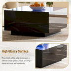 Table basse carrée avec lumières LED et plateau en verre
