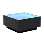 Table basse carrée avec lumières LED et plateau en verre