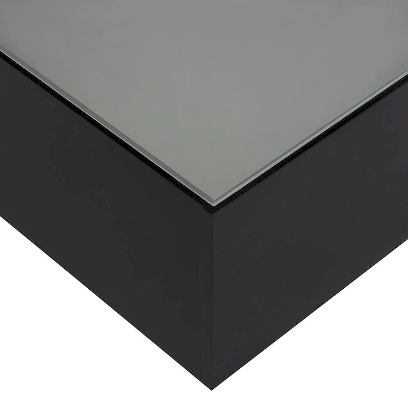 Table basse carrée avec lumières LED et plateau en verre