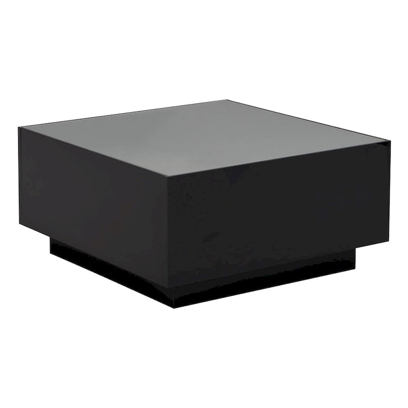 Table basse carrée avec lumières LED et plateau en verre