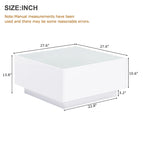 Table basse carrée avec lumières LED et plateau en verre