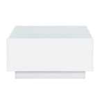 Table basse carrée avec lumières LED et plateau en verre