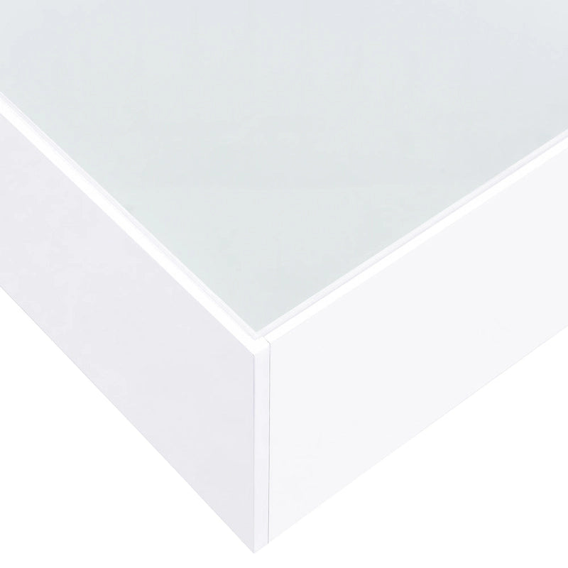 Table basse carrée avec lumières LED et plateau en verre