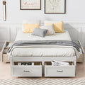 Lit plate-forme double avec 6 tiroirs de rangement, blanc antique