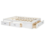 Lit plate-forme double avec 6 tiroirs de rangement, blanc antique