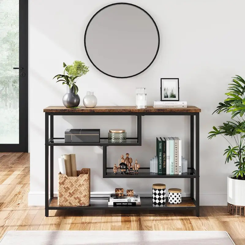 Entryway Table, 4-Tier Console Table with Storage Shelves