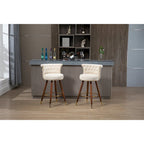 Tabouret de bar pivotant rembourré vintage avec dossier et repose-pieds