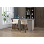 Tabouret de bar pivotant rembourré vintage avec dossier et repose-pieds