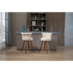 Tabouret de bar pivotant rembourré vintage avec dossier et repose-pieds