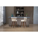 Tabouret de bar pivotant rembourré vintage avec dossier et repose-pieds