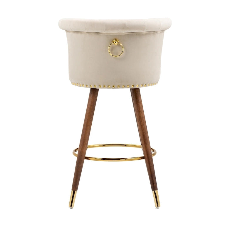 Tabouret de bar pivotant rembourré vintage avec dossier et repose-pieds