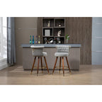 Tabouret de bar pivotant rembourré vintage avec dossier et repose-pieds