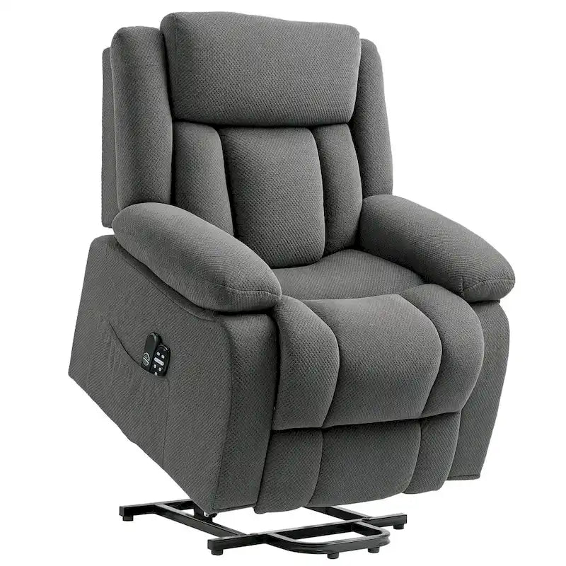 Fauteuil releveur inclinable avec massage et chauffage, fauteuil inclinable en tissu velours avec télécommande