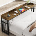 Table de lit réglable en hauteur avec roulettes, plateau inclinable, prises électriques et ports USB