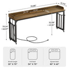 Table de lit réglable en hauteur avec roulettes, plateau inclinable, prises électriques et ports USB