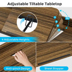 Table de lit réglable en hauteur avec roulettes, plateau inclinable, prises électriques et ports USB