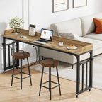 Table de lit réglable en hauteur avec roulettes, plateau inclinable, prises électriques et ports USB