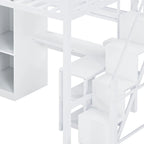Lit mezzanine en métal avec bureau, armoire et escalier marchettes – Taille double/simple avec ports USB et étagère à 5 niveaux