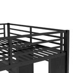 Cadre de lit superposé King sur Twin XL avec armoire et bureau pliable, noir