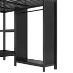 Cadre de lit superposé King sur Twin XL avec armoire et bureau pliable, noir
