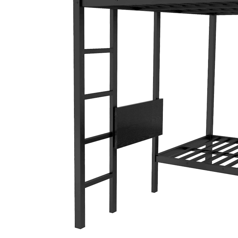 Cadre de lit superposé King sur Twin XL avec armoire et bureau pliable, noir