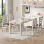 Table à manger en bois massif de 160 cm pour 6 personnes, table de cuisine rectangulaire d'intérieur avec pieds en bois