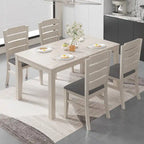 Table à manger en bois massif de 160 cm pour 6 personnes, table de cuisine rectangulaire d'intérieur avec pieds en bois