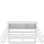 Lit mezzanine métallique double avec armoire, bureau en L, casiers et étagères de rangement