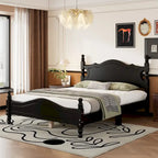 Lit plateforme en bois avec tête de lit rétro – Double et Queen