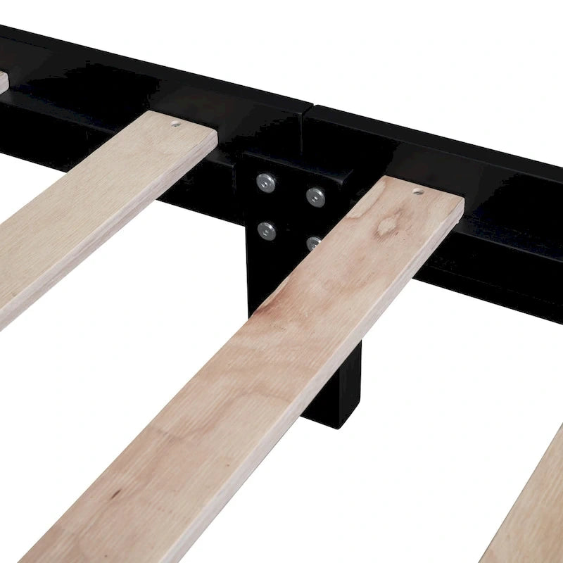 Lit plateforme en bois avec tête de lit rétro – Double et Queen