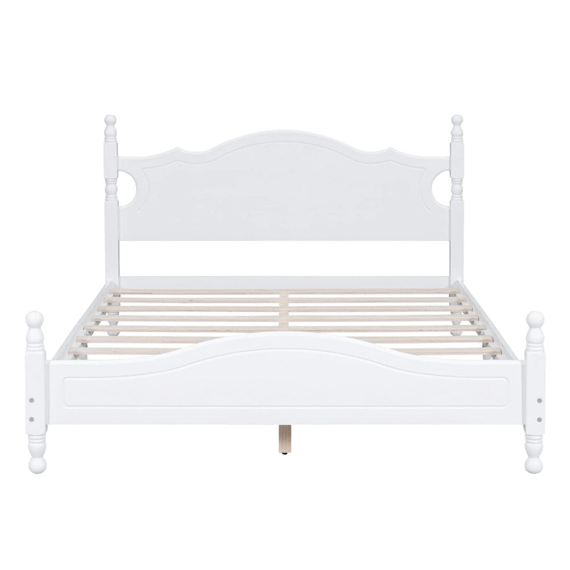 Lit plateforme en bois avec tête de lit rétro – Double et Queen
