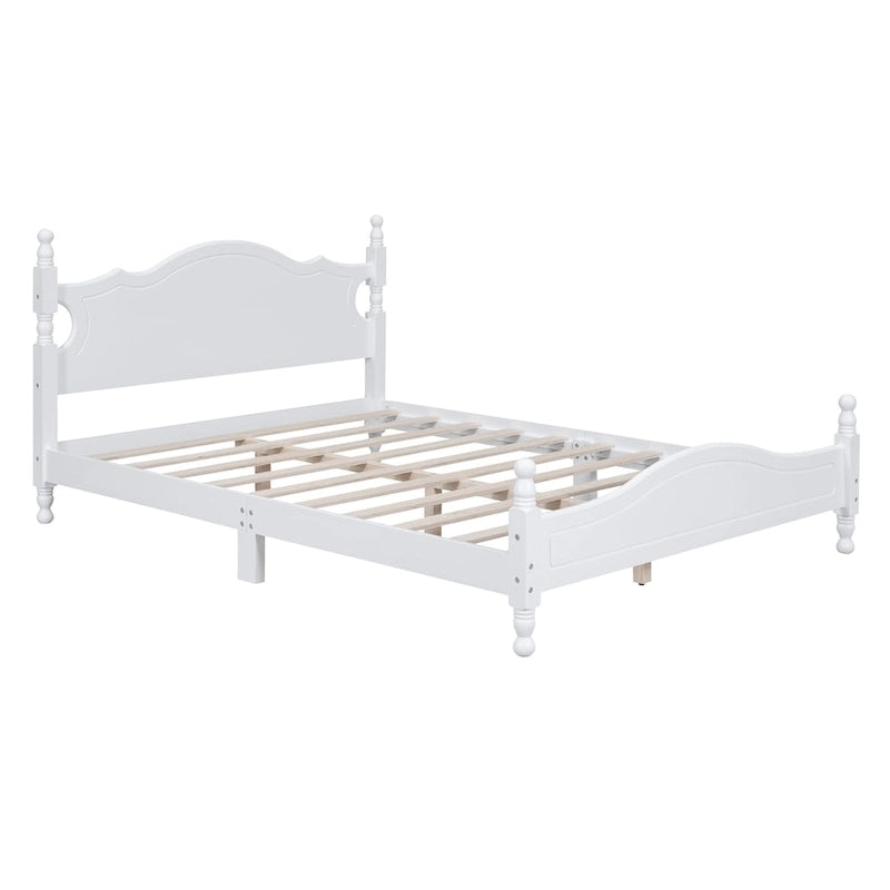 Lit plateforme en bois avec tête de lit rétro – Double et Queen