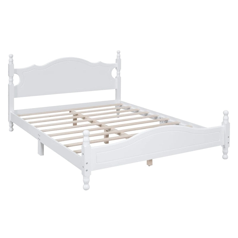 Lit plateforme en bois avec tête de lit rétro – Double et Queen