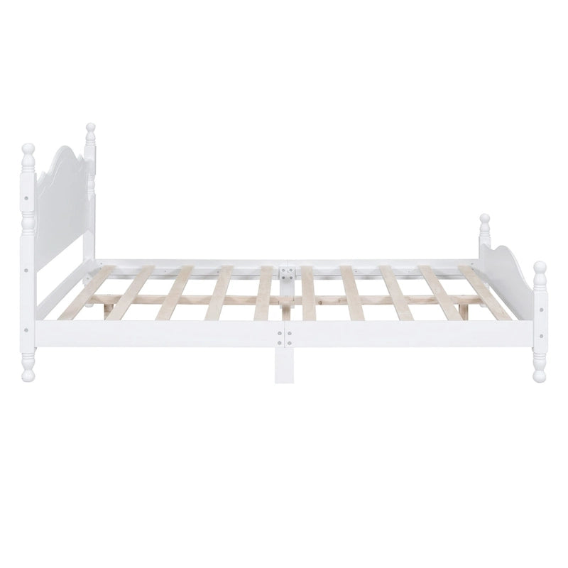 Lit plateforme en bois avec tête de lit rétro – Double et Queen