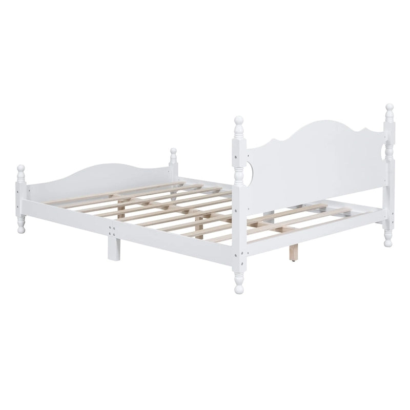 Lit plateforme en bois avec tête de lit rétro – Double et Queen