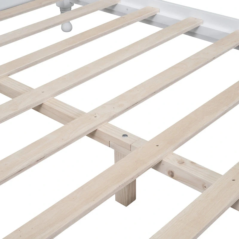 Lit plateforme en bois avec tête de lit rétro – Double et Queen