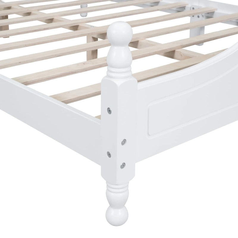 Lit plateforme en bois avec tête de lit rétro – Double et Queen