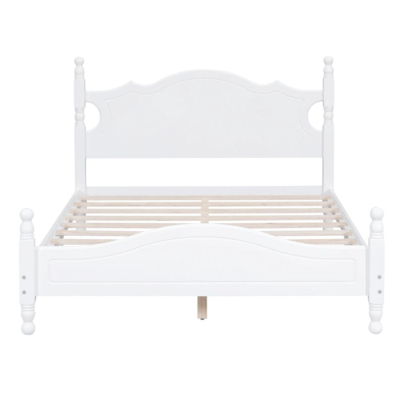 Lit plateforme en bois avec tête de lit rétro – Double et Queen