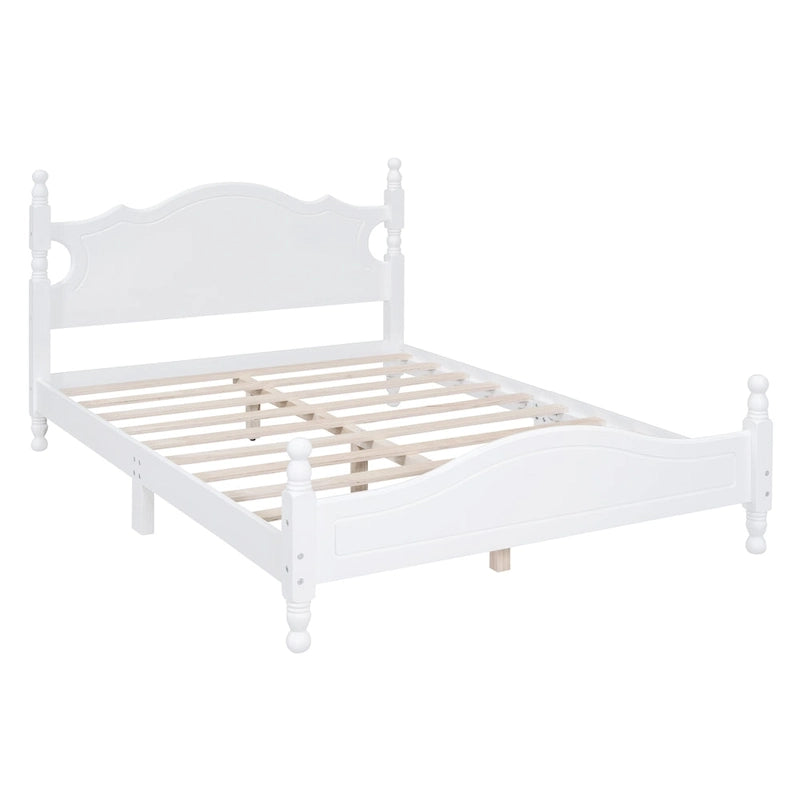Lit plateforme en bois avec tête de lit rétro – Double et Queen