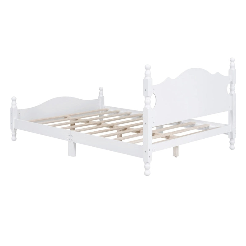 Lit plateforme en bois avec tête de lit rétro – Double et Queen