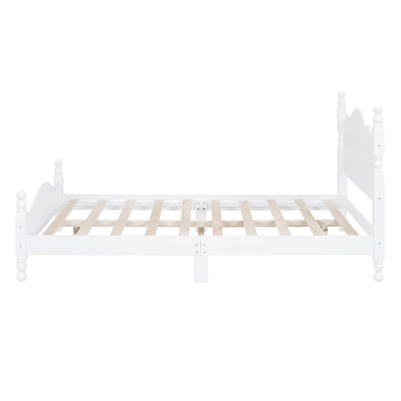 Lit plateforme en bois avec tête de lit rétro – Double et Queen