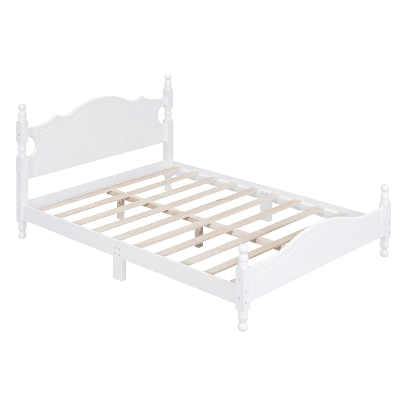Lit plateforme en bois avec tête de lit rétro – Double et Queen