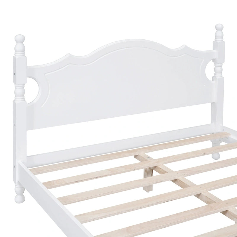 Lit plateforme en bois avec tête de lit rétro – Double et Queen