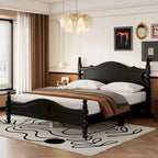 Lit plateforme en bois avec tête de lit rétro – Double et Queen