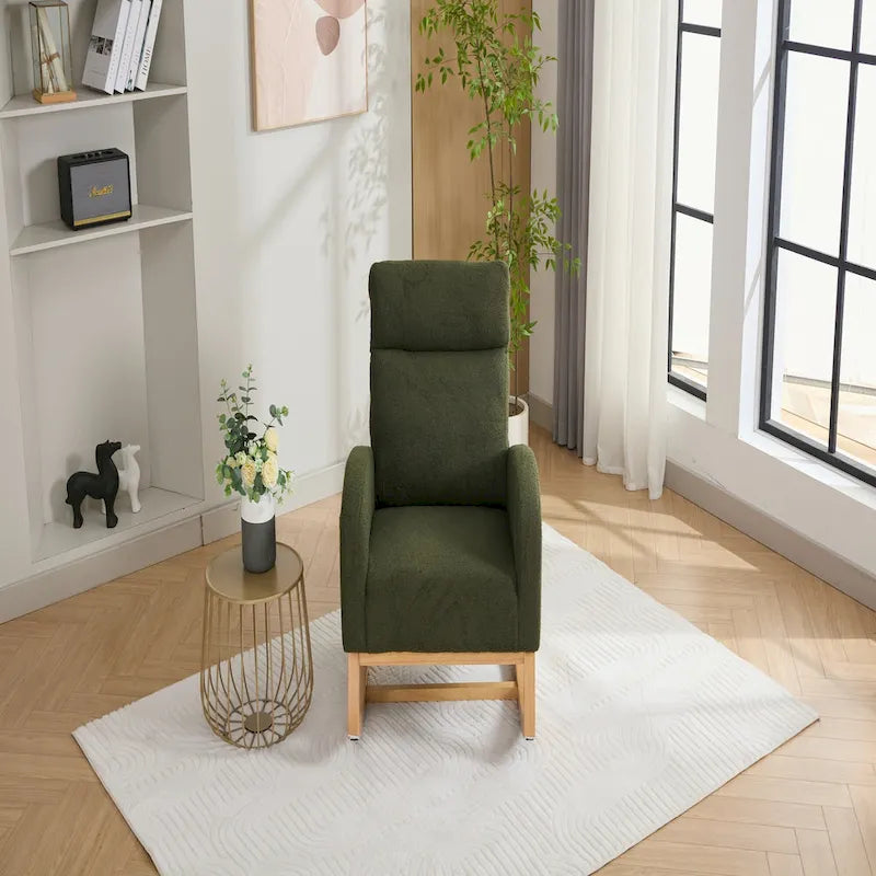 Fauteuil à bascule rembourré avec cadre en bois