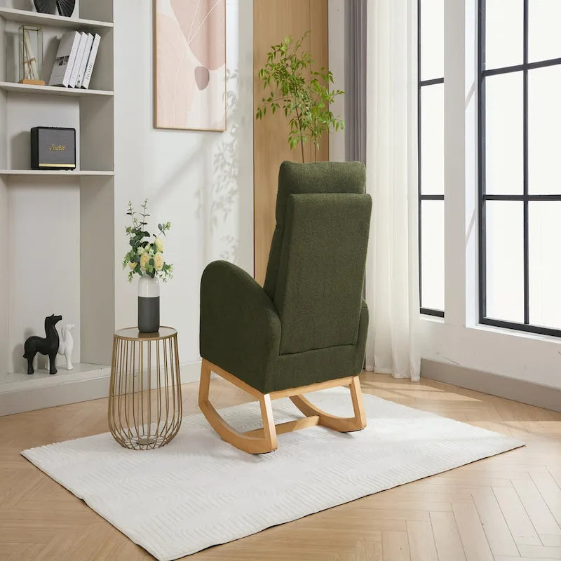 Fauteuil à bascule rembourré avec cadre en bois