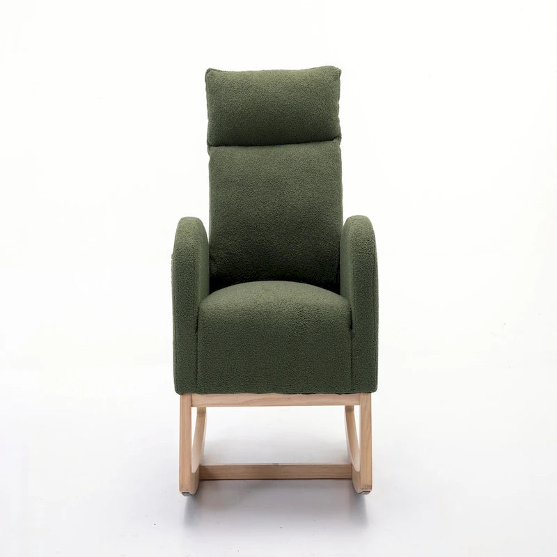 Fauteuil à bascule rembourré avec cadre en bois